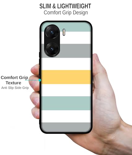 Image of Line Texture Design Premium 2D Printed Metal Back Case Cover for Vivo V29E 5G