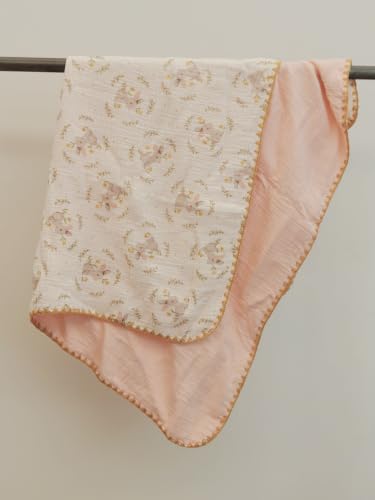 Image of Double Layered 100% Cotton Muslin Baby Blanket Ultra-Soft 40x40 Inch Swaddling Nursery Crib Blanket (Garden Bunny)