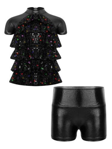 Traje de dos piezas para niñas con lentejuelas brillantes para danza moderna