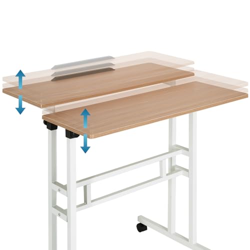 Bureau assis-debout réglable blanc chêne pour ordinateur