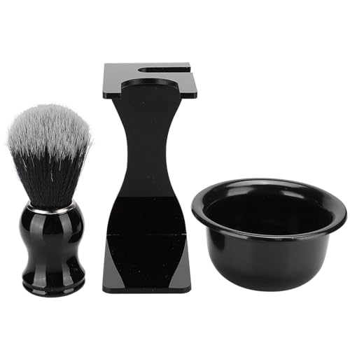 Agatige 3Pcs Shaving Brush Set for Men, 3 in 1 Travel Shaving Cleaning Tool Kit Includes Shaving Brush, Shaving Stand & Shaving Bowl for Men Wet Close Shave