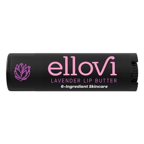 Ellovi Natural Lip Butter Lip Balm - Lavender - Pure Enough to Eat - Made With Just 6 Vegan Ingredients - Moisturizing Lip Care for All Day Hydration (Single)