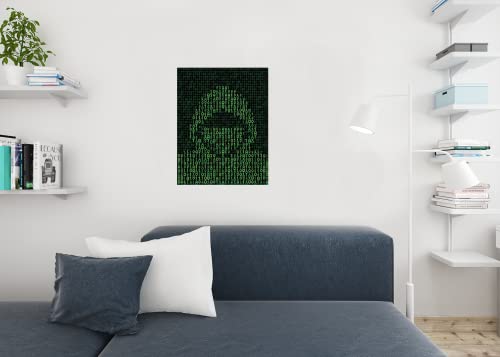 Image of Hacker Poster Binary Code Computer Cybersecurity Posters Decor Matrix Technology Coding Cool Wall Art Print Poster 24x36