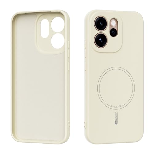 HUOLUNGJIN Magnetic Case Compatible with Oppo Reno 15 Pro 5G, Soft TPU Anti-Scratch Microfiber Lining, Slim Liquid Silicone Shockproof Protective Cover,for Magnetic Accessories (Beige)
