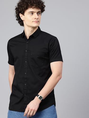 Image of Majestic Man Slim Fit Pure Cotton Half Sleeve Solid Casual Shirt