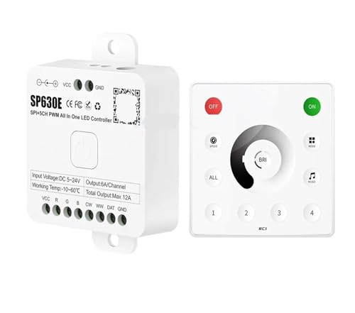 Contrôleur LED SP630E SPI PWM tout-en-un pour rubans 5V 12V 24V