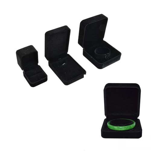 Astralong 3 Piezas Caja Joyero Organizador de Terciopelo, Joyero Anillos Collares Pulseras, Caja de Presentación Joyas, Regalo Para Propuesta, Compromiso, Boda y Festival, Negro