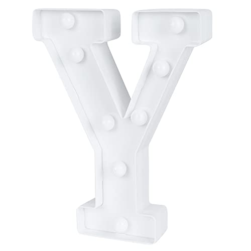 Image of Restaurantware Illumify 6.6 x 1.2 x 8.7 Inch Light Up Letter 1 Durable Marquee LED Light - Letter Y Touchproof White Plastic Party Light Keyhole Slot For Parties Weddings Or Special Events