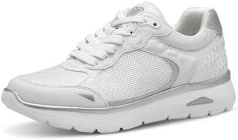 MARCO TOZZI Damen Sneaker flach mit Schnürsenkeln Bequem, Weiß (White Comb), 37 EU