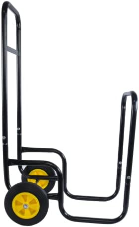 Miniatura 5 de Carrito de leña para leña, para exteriores o interiores, para exteriores o interiores, transportador de almacenamiento de madera de acero negro -