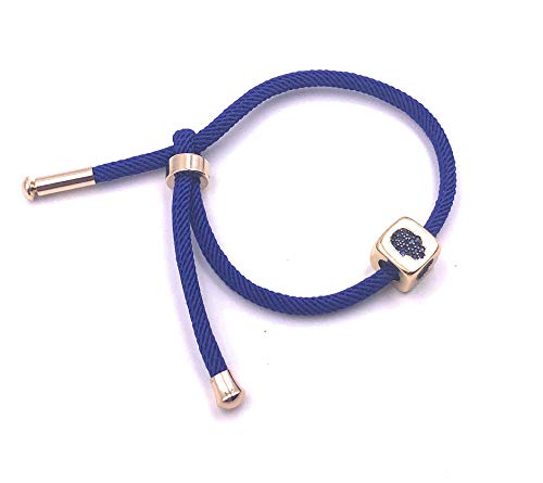 Image of Art & Designs by AA Hamsa Hand Gold Plated Square Adjustable Bracelet Blue Cord