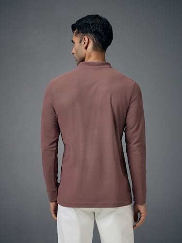Image of TECHNOSPORT Mens Slim Fit Polyester Active Wear Collar Polo T-Shirt with Long Sleeves for Workout, Sports