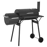 43-inch Charcoal Outdoor BBQ Grill - Portable Camping Grill for 6-10 People, Offset Smoker, Braised Roast, Patio and Backyard Picnic Grill