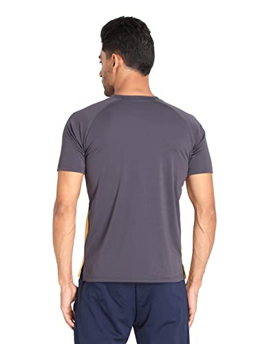 Image of CHKOKKO Men's Round Neck Gym T-Shirt Mustard Dark Grey M