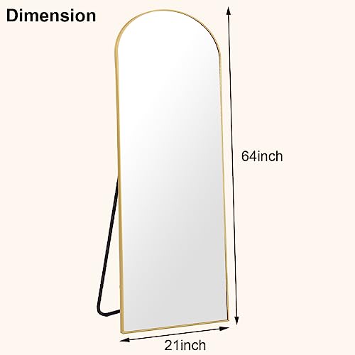 Harritpure GXZJ-2265-G 64 Inchx21 Inch Arched Full Length Mirror Free Standing Leaning Mirror Hanging Mounted Mirror Aluminum Frame Modern Simple Home Decor thumb #5