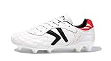 KELME Soccer Cleats Men's FG - Pro Calfskin Leather Soccer Shoes - Outdoor/Indoor Football Boots Unisex Adult Sizes (White, 9)