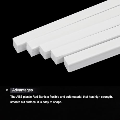 Image of MECCANIXITY 10Pcs ABS Plastic Rod Square Solid Bar 1 /4 inch x 20 inch White Smooth Plastic Tube Rods for Handwork Model Material,DIY Sand Table,Architectural Model Making