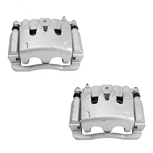 Image of TRQ Rear Brake Caliper Set Zinc Coated Brackets Hardware Compatible with 2005-2007 Ford F 250 Super Duty F 350 Super Duty