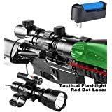Wenxy Red Dot Laser Sight with Predator Green Long Range Rechargeable Hog Coyote Fox Varmint Night Hunting Light Flashlight with Scope mount, Rail Mount, Barrel Mount, Charger Kit (Green)