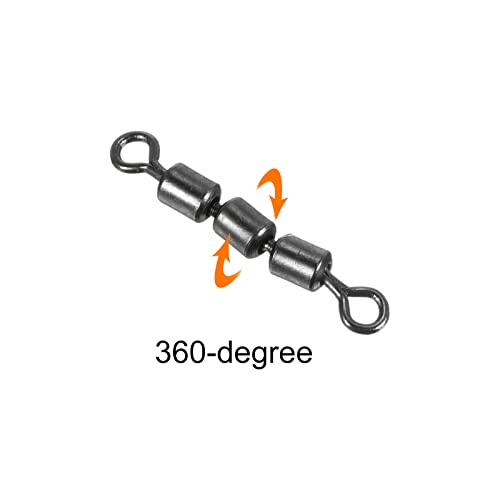 PATIKIL High Speed 3 Roller Swivel, 20Pcs 37lb Copper Barrel Bead Chain Rolling for Saltwater Freshwater Fishing Black - Image 4