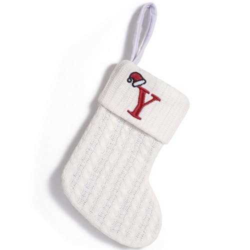 Abandi bas de Noël tricotés monogramme brodé 7.8 po