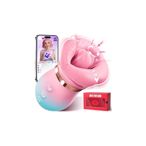Vibrator Adult Sex Toys for Women - Sovokn 5IN1 Mouth Sucking Vibrator Rose Sex Toy, 10 Tongue Licking, 3 Auto & 1 Manual Sucking Adult Toys New APP, Anal Clit Nipple Vibrators Female Couples Sex Toys