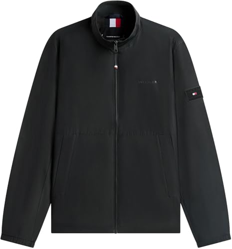 Tommy Hilfiger Herren Windbreaker Jacke Branded Blouson Wasserabweisend, Schwarz (Black), XXL