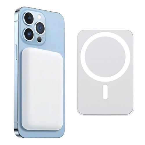 Power Bank Magnetico 5000mAh, Bateria Externa Carga Rapida Portatil, Cargador Inalambrico Powerbank Compatible con iPhone 12/13/14/15/16/17 Pro MAX/Pro/Air/Mini/Plus