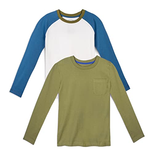 Image of Mightly Boys and Girls' Long Sleeve Raglan Shirt | Organic Cotton, Colorful Casual Stylish Clothes, Soft&Fresh Crew Neck Tee
