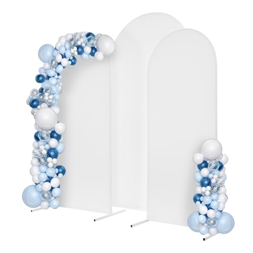 Wedding Arch Stands, 3 PCS Arch Backdrop Stand and Cover Set, Wedding Arch Backdrop Stand Set of 3 Bundle for Party Wedding Birthday Flower Stand Garden Background Decoration Ceremony (White)