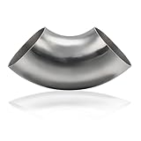 Cotonake OD 2 Inch 90 Degree SS304 Stainless Steel Bend Tube Exhaust Elbow Pipe for Car Modified Exhaust System 2' Piping Silver Tone，Stair Handrail (1pcs)