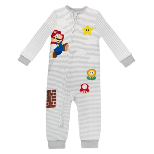 Super Mario Baby Pajamas Onesie - Zip-Up Sleeper Soft Sleep and Play Outfit - Sleepwear Newborn Baby Boys Pajamas