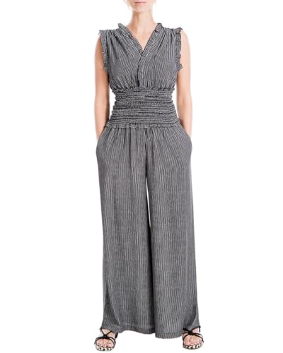 Max Studio Women's Fall 2023 Casual Ruffled V-Neck Smocked Waist