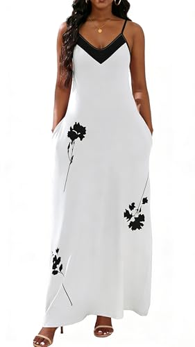 Image of vunahzma Womens Casual Fashion Sleeveless Plus Size Loose Long Sexy Maxi Dress with Pockets