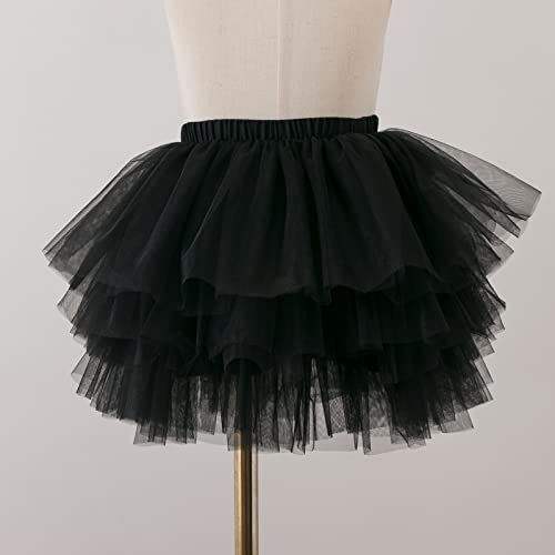 Girl's 6-Layered Ballet Tutu Fluffy Tulle Little Princess Dancing Petticoat Ballerina Skirt Black S #TOP3