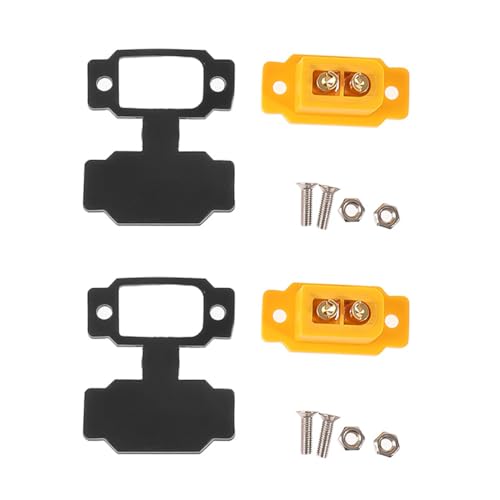 Hsthe Sea 2 Stück XT60BE-F Hochstrom-Einbaustecker mit Gummikappe und Schrauben für Lipo-Akku XT60-Stecker Goldstecker Staubwassergeschützt
