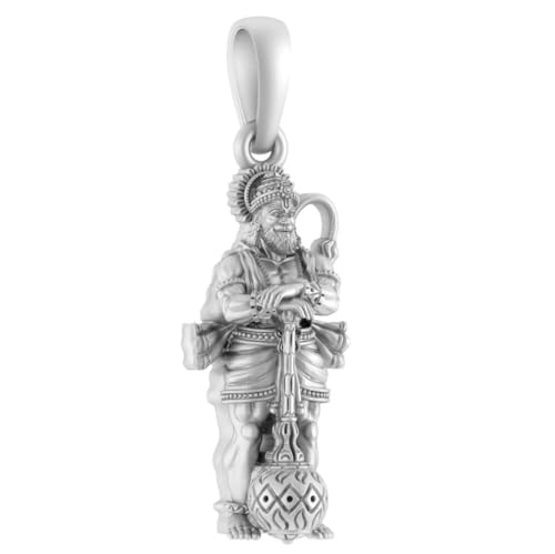 Pendentif Hanuman argent pur 92.5 de taille Small avec chaîne Bajrang Bali - 2