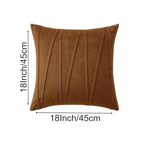 Image of Amazon Brand - Umi Decorative Striped Throw Pillow Covers 18 X 18 Inch,Soft Solid Velvet Pillow Covers Cushion Case with Zigzag Pattern for Sofa Bedroom 45 X 45 Cm (Pack of 5) Brown
