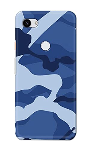 Image of Printed Hard Back Cover Case for Google Pixel 3A Back Cover (Army Blue Pattern) -702