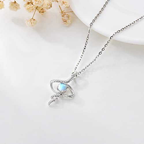 Bijoux animal haut de gamme : collier serpent argent et rainbow moonstone - 4