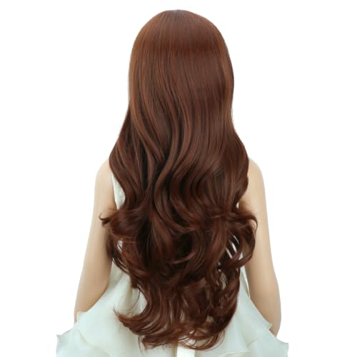 Image of PATTNIUM Girls Ginger Orange Wig Long Orange Wavy Curly Children Wig Kids Middle Part Wavy Wigs Synthetic Halloween Cosplay Costume Wigs