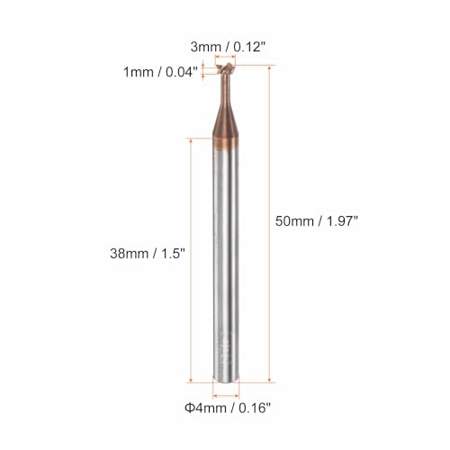 Image of HARFINGTON T Slot End Mill Milling Cutter 3mm Cutting 1mm Depth 4mm Shank Solid Carbide Titanium Coated 4 Flutes for Stainless Steel Alloy