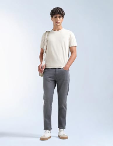 Image of Flying Machine Men's Relaxed Tapered Fit Jeans| Solid | Mid Rise | Stretchable | Jeans for Man