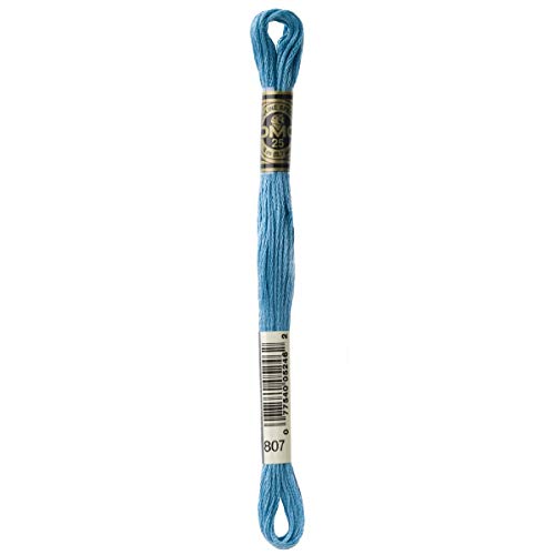 Image of DMC 117-807 6 Strand Embroidery Cotton Floss, Peacock Blue, 8.7-Yard