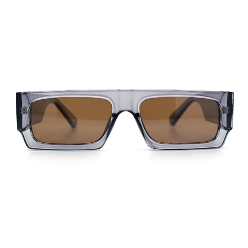 SA106 Narrow Rectangle Flat Top Horn Rim Thick Temple Plastic Sunglasses4