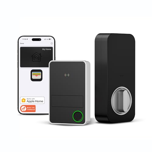 Image of X3 Apple Home Key Door Lock Deadbolt, iOS ONLY, Smart Keyless Entry Door Lock with Fingerprint, Works with HomeKit Over Thread (Border Router), Voice /App /Remote Control, IP65 Weatherproof, Silver