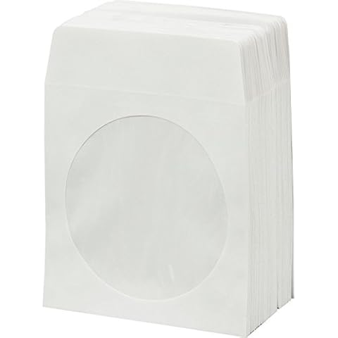 BestDuplicator White Cd/DVD Paper Media Sleeves Envelopes with Flap and Clear Window (Pack of 100) Cover