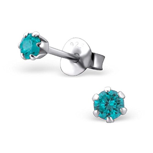 Preisvergleich Produktbild Laimons Damen-Ohrstecker rund Glitzer türkis Sterling Silber 925