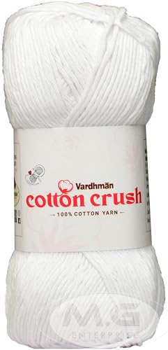 Image of M.G ENTERPRISE Cotton Crush 8-ply White 200 GMS 100% Cotton Ball Hand Knitting Cotton /Art Craft Soft Fingering Crochet Hook Yarn, Needle Knitting Yarn Thread Dyed-CR Art-AFCJ