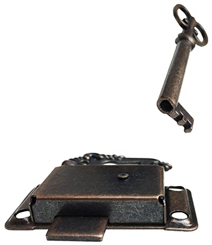 Omyzero 2 Sets Skeleton Key Lock Decorative Antique Cabinet Lock With Key For Chest Cupboard Furniture Office Desk/Jewelry Box/Cabinet/Cupboard(Copper) #TOP1